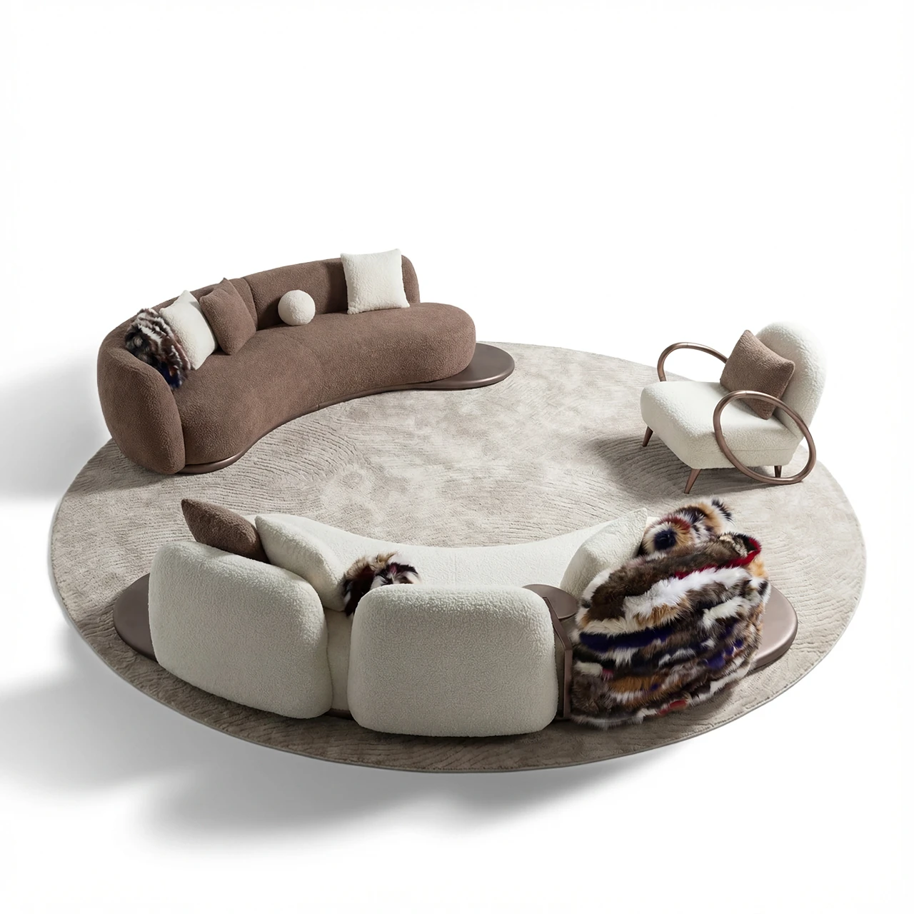 Platinum Koltuk Takımı - Ferhat Berbercan lüks oturma grubu krem bej köşe koltuk berjer üçlü koltuk