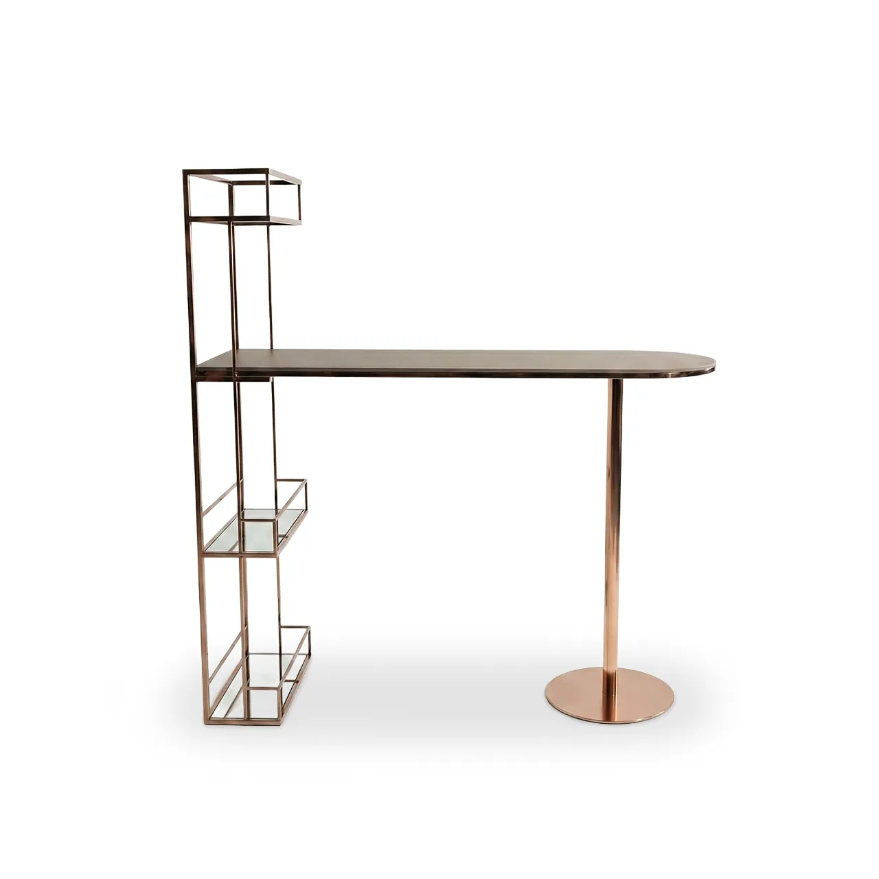 Elegant Bar Masası - Ferhat Berbercan modern bar masası koyu ahşap tablo yan görünüm