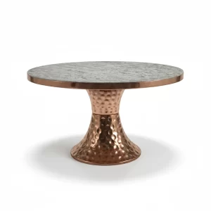 Elegant Mutfak Masası - Ferhat Berbercan lüks yuvarlak yemek masası rose-gold dövme metal kaide