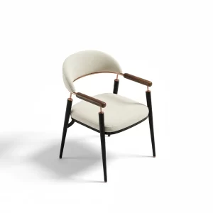 Elegant Sandalye - Ferhat Berbercan lüks yemek odası sandalyesi kayın ağacı mat lake boya krem kumaş