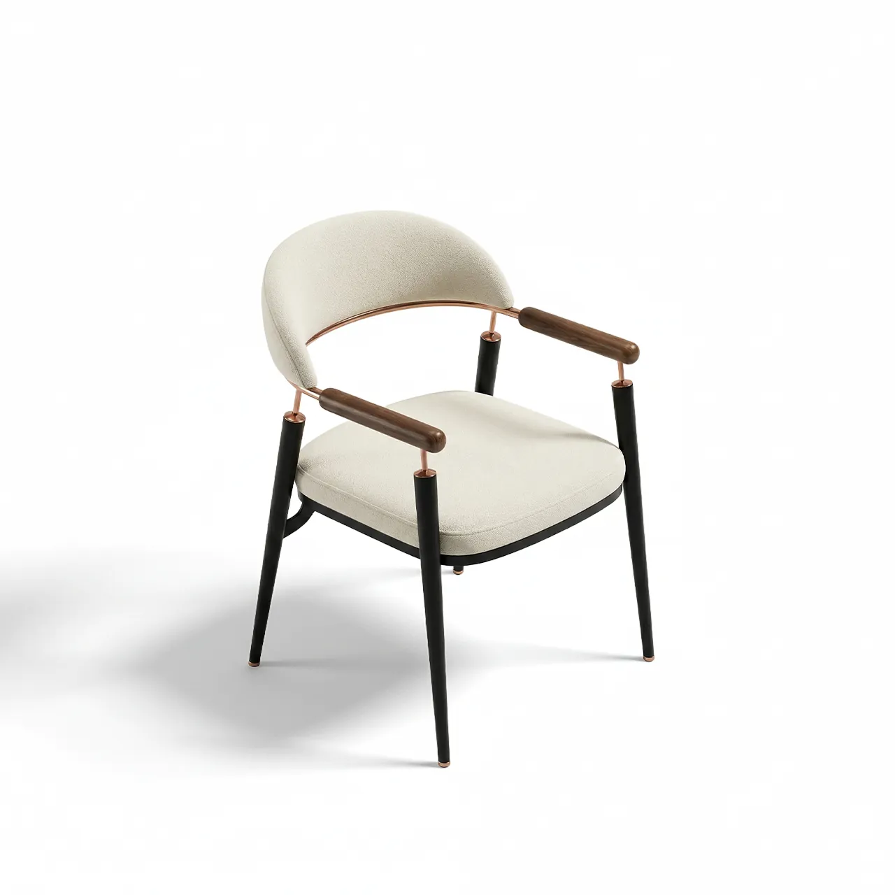 Elegant Sandalye - Ferhat Berbercan lüks yemek odası sandalyesi kayın ağacı mat lake boya krem kumaş