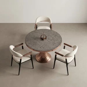 Elegant Mutfak Masası - Ferhat Berbercan rose-gold metal kaide detay